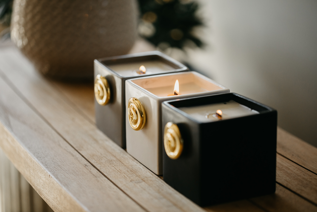 Square Ceramic Candle - Grey