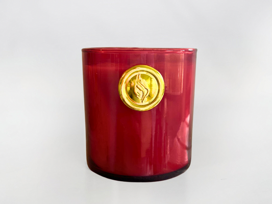 Round Glass Candle - Red