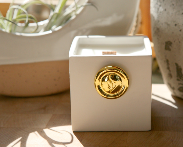 Square Ceramic Candle - White