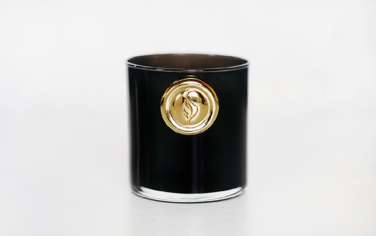 Glass Round Candle Black