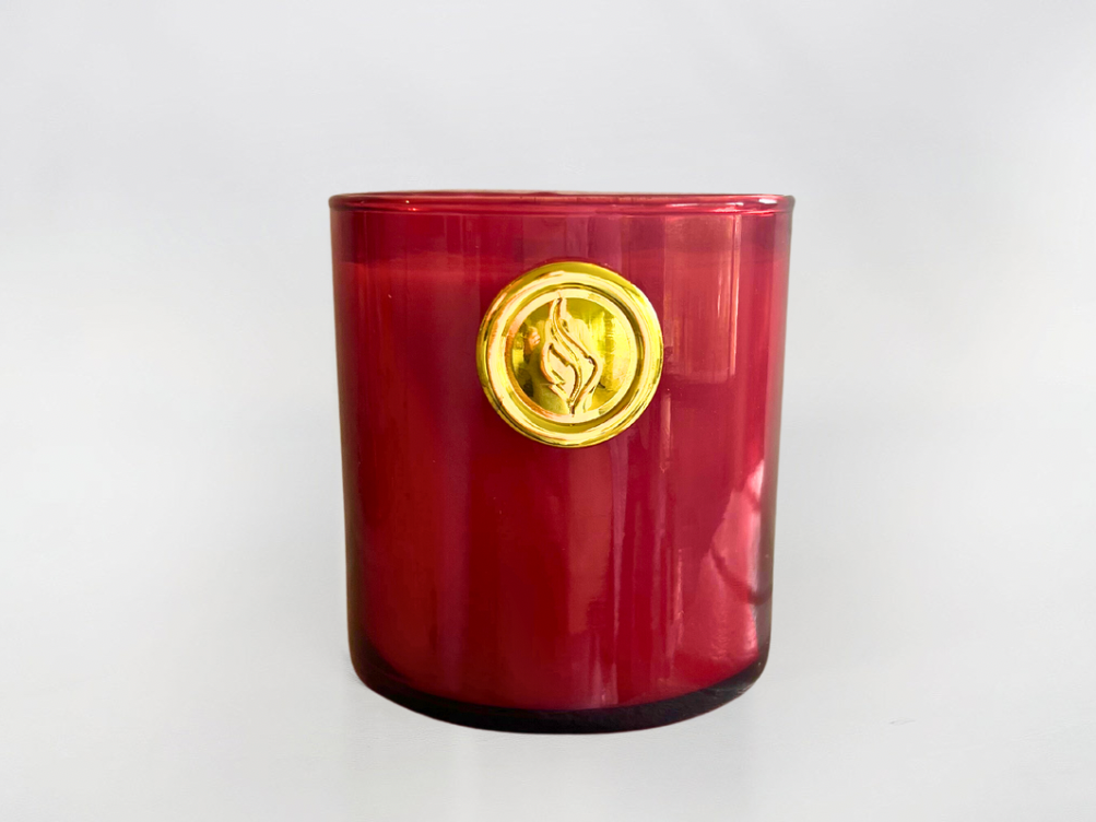 Round Glass Candle - Red