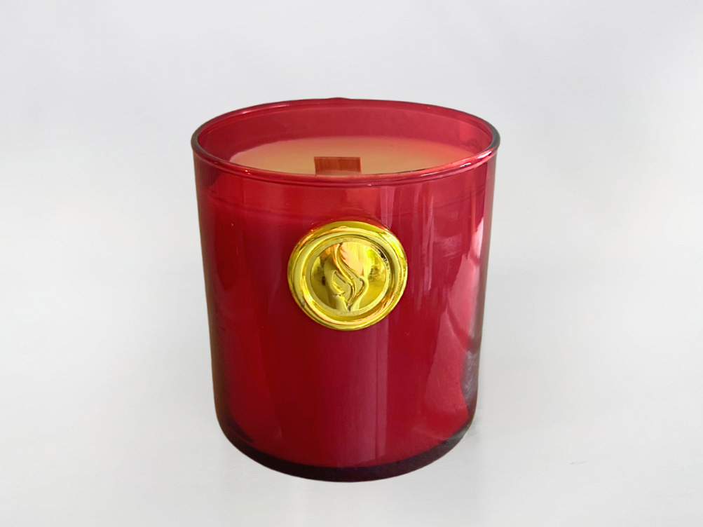 Round Glass Candle - Red