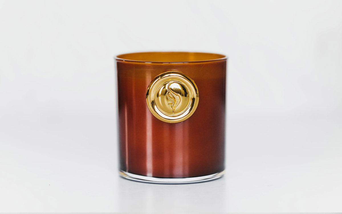 Glass Round Candle Amber