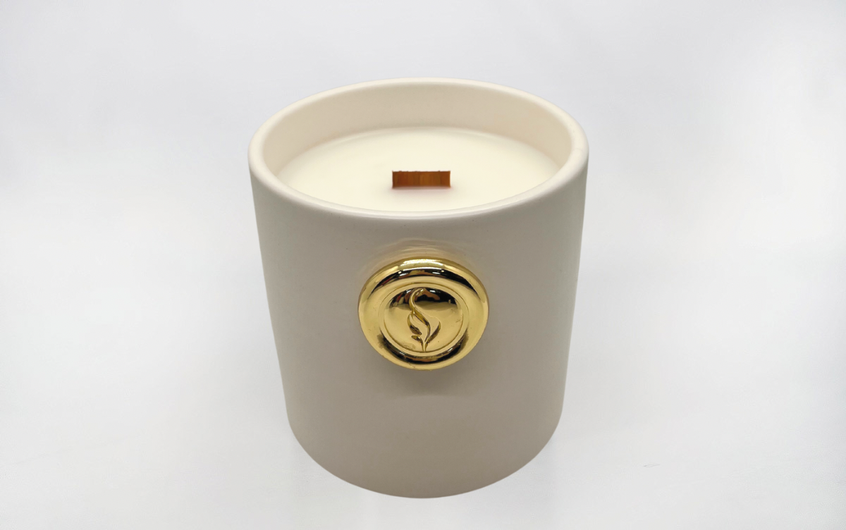 Round Ceramic Candle - White