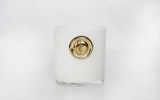 Glass Round Candle White